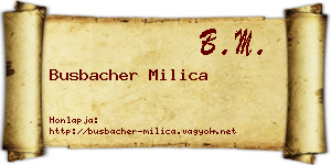 Busbacher Milica névjegykártya